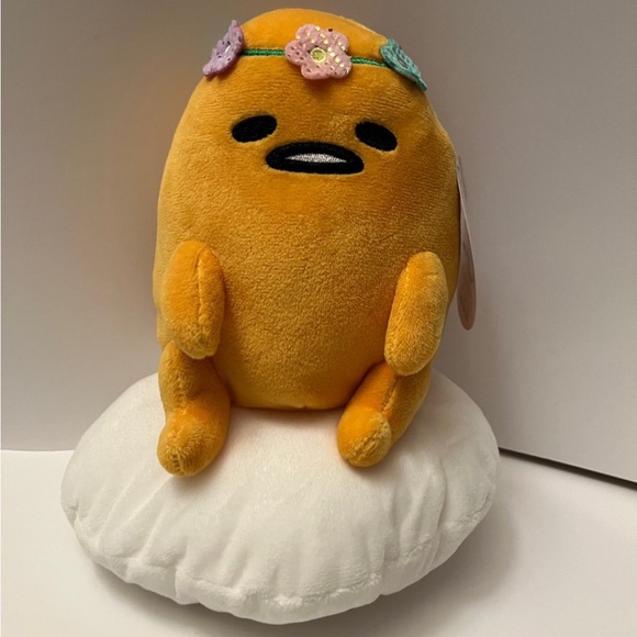 Easter Spring Gudetama The Lazy Egg Flower Child Super Soft Plush - Picture 2 of 4